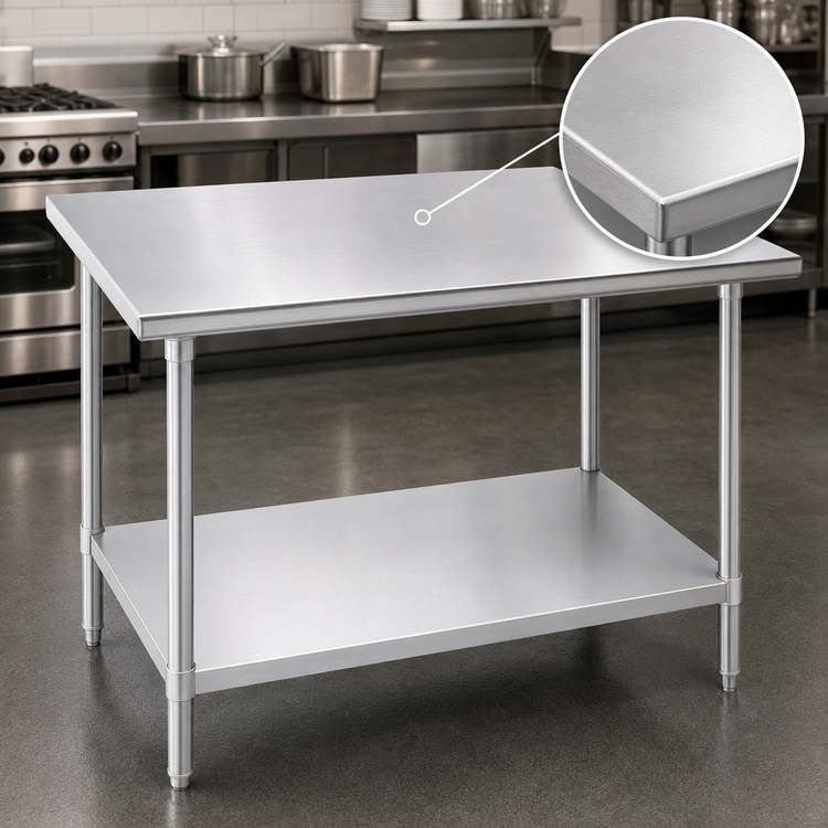 Product image #3 for Advance Tabco AG-3012 144" x 30" Flat Top Work Table with Adjustable Undershelf, Galvanized Legs, 430 Stainless Steel Top