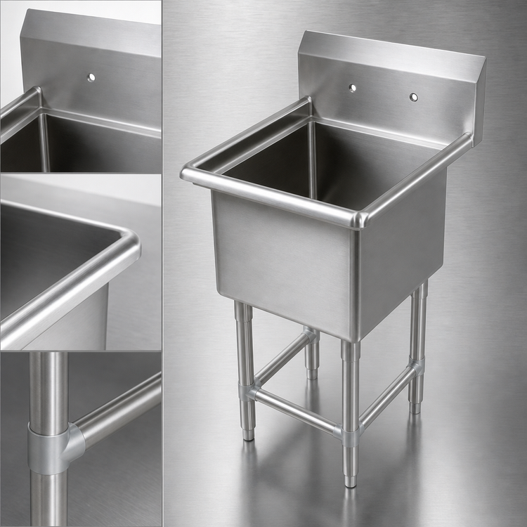 Product image #3 for John Boos Pro-Bowl 1-Compartment Stainless Steel Sink with 12-Inch Deep Bowl and 10-Inch Backsplash