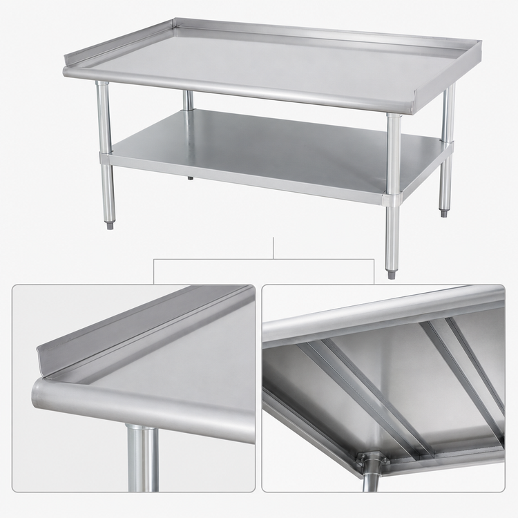 Product image #3 for Sapphire Manufacturing 36 x 24 Inch Stainless Steel Equipment Stand with Adjustable Undershelf and 16-Gauge Top