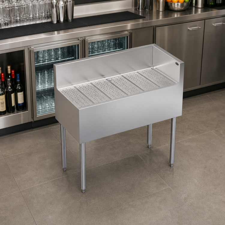 Product image #3 for Krowne Royal Series Freestanding Stainless Steel Underbar Corner Drainboard, 36 x 19 Inch, Right End Return