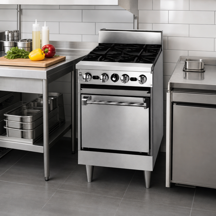 Product image #3 for Bistro JBR-12G-2-24 24" Gas Restaurant Range with (2) Open Burners & 12" Griddle