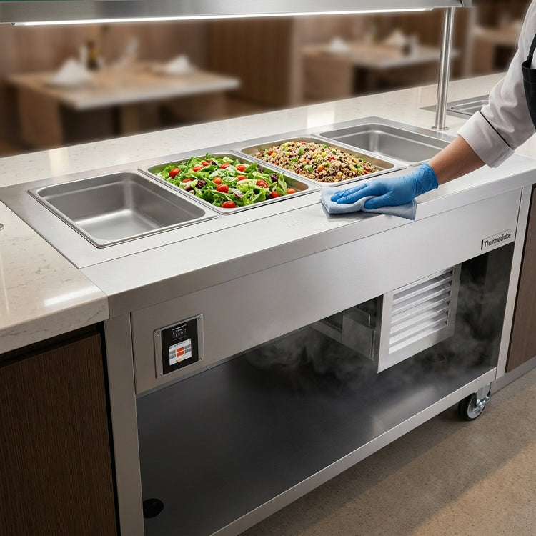 Product image #2 for Thurmaduke TFCP-60SS-N7 60" Mobile Flush Mount Refrigerated Cold Pan with 4 Sections