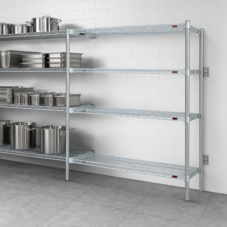 Product image #3 for EAGLEbrite 4-Tier Add-On Wire Shelving Unit with QuadTruss Shelves, 42 Inches W x 21 Inches D x 74 Inches H, Zinc Finish