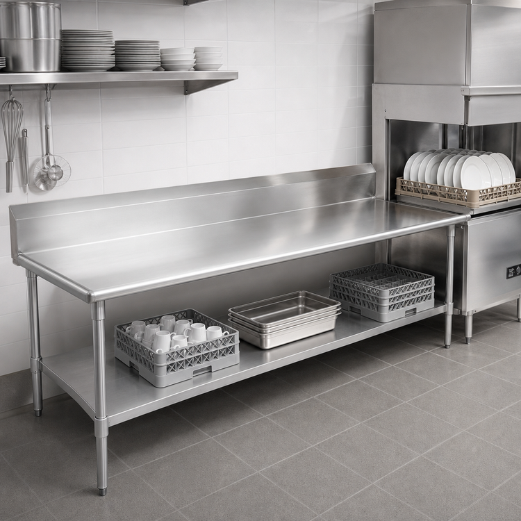Product image #3 for John Boos Pro-Bowl 84-Inch Straight Clean Dishtable, Left-to-Right, 16-Gauge 300 Stainless Steel