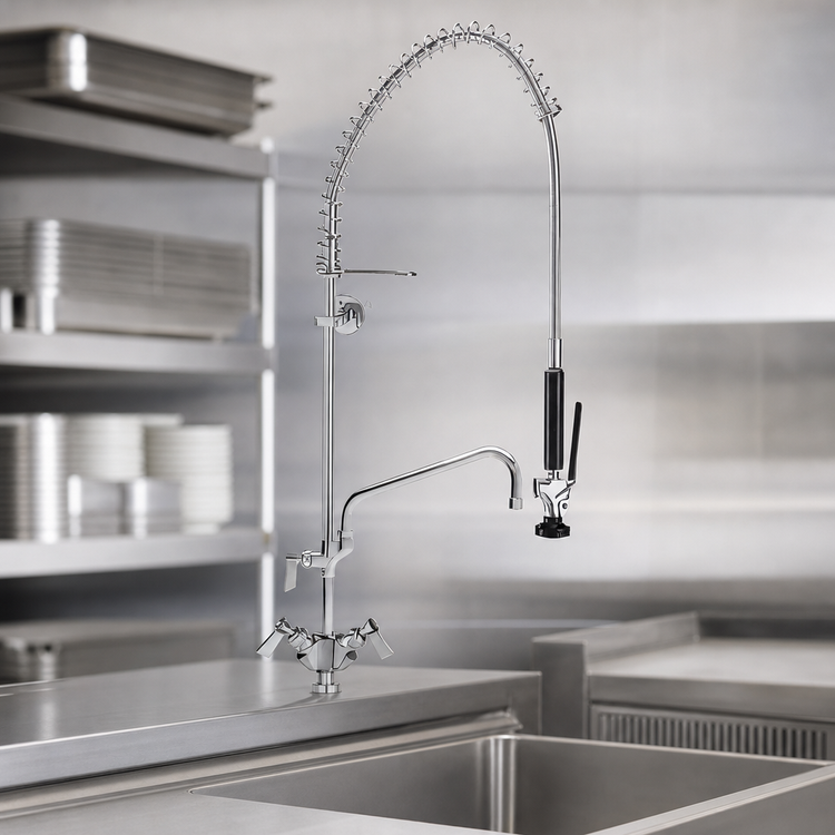 Product image #3 for Fisher Pre-Rinse Add-On Faucet with 6-Inch Swing Spout, Dual Control, Deck Mount, Stainless Steel