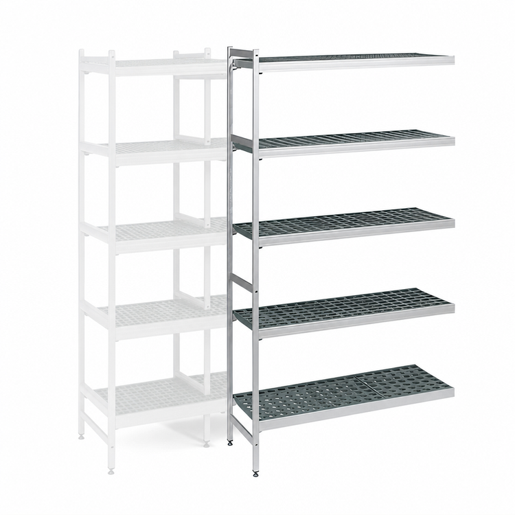 Product image #3 for Fermostock 5-Tier Perforated Polymer Shelving Expansion Kit, 35 x 14 x 83 Inches, 1 Upright