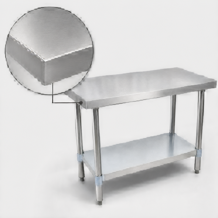 Product image #3 for BK Resources 60 Inch x 30 Inch 18 Gauge 430 Stainless Steel Flat Top Work Table with Galvanized Undershelf