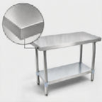 Thumbnail image #3 for BK Resources VTT-6030 60 x 30 Inch 18 Gauge 430 Stainless Steel Flat Top Work Table with Galvanized Undershelf