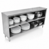 Thumbnail image #3 for John Boos Open Front Stainless Steel Dish Cabinet with Mid-Shelf and Adjustable Bullet Feet, 72 Inch