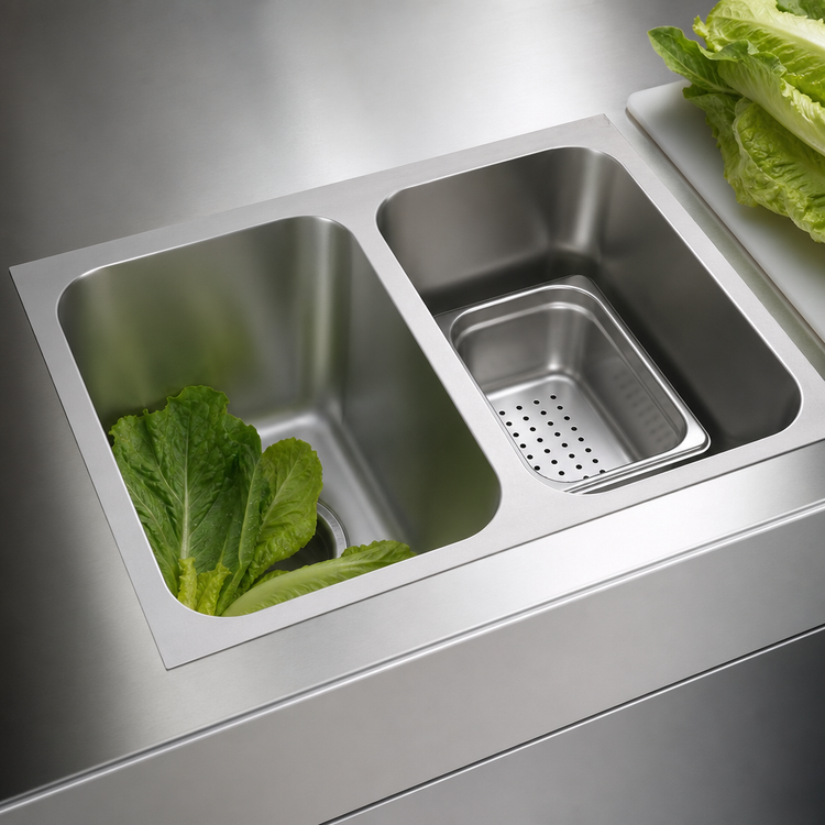 Product image #3 for Vollrath Two-Compartment Weld-In/Undermount Sink, 14" W x 12" D x 12" Deep, 18 Gauge Stainless Steel