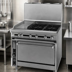 Thumbnail image #3 for Jade Range (Middleby) Titan JTRH-24G-2-36 Heavy-Duty 36-Inch Natural Gas Range with 2 Open Burners, 24-Inch Griddle & Standard Oven