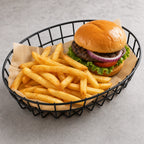 Thumbnail image #3 for American Metalcraft GOVB811 Oblong Black Metal Wire Grid Serving Basket, 11 x 8 x 2.5 Inches Case of 24