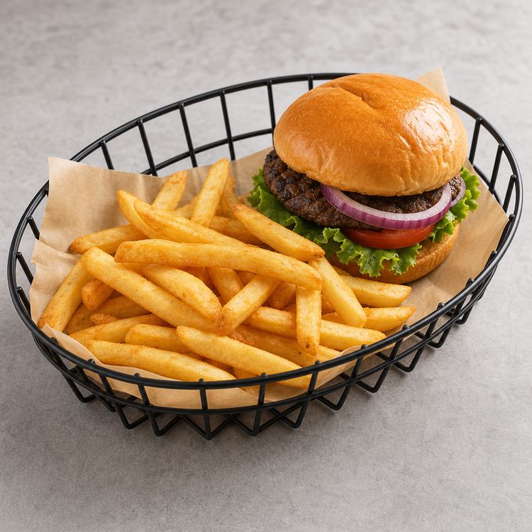 Product image #3 for American Metalcraft Oblong Black Metal Wire Grid Serving Basket, 11 x 8 x 2.5 Inches