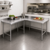Thumbnail image #3 for Advance Tabco L-Shaped Stainless Steel Corner Work Table, 96 x 60 Inch, 24 Inch Deep, 14 Gauge 304 Top, 5 Inch Backsplash