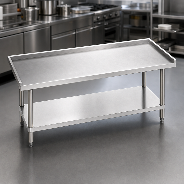 Product image #3 for Advance Tabco 48" x 30" Open Base Equipment Stand with 304 Stainless Steel Top and Adjustable Galvanized Undershelf