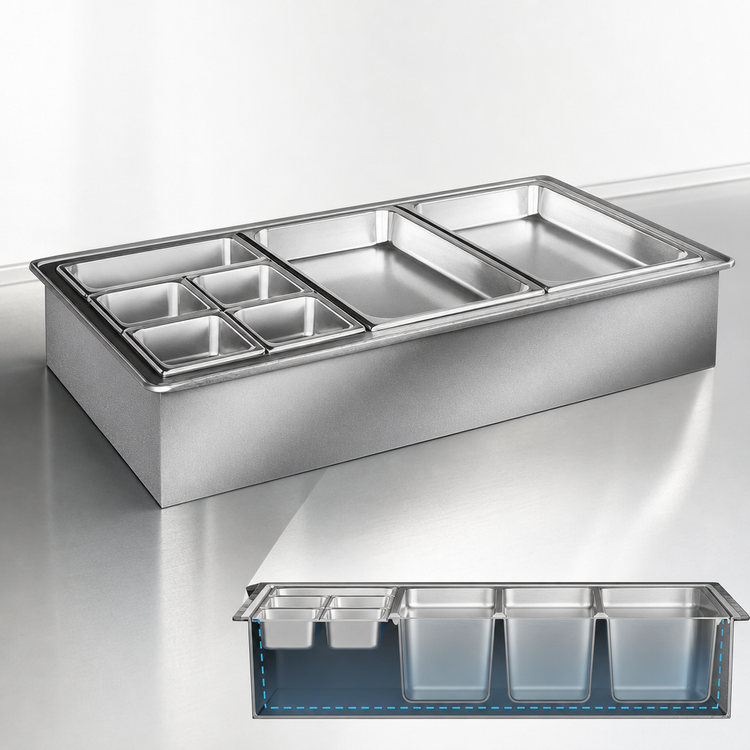 Product image #3 for Atlas Metal WICD-5 5-Pan Deep Drop-In Cold Well