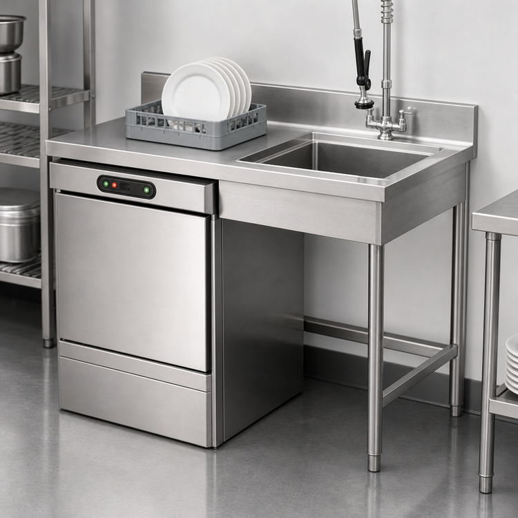 Product image #3 for Undercounter Soiled Dish Table with Left-Side Dishwasher, 48 Inch Stainless Steel
