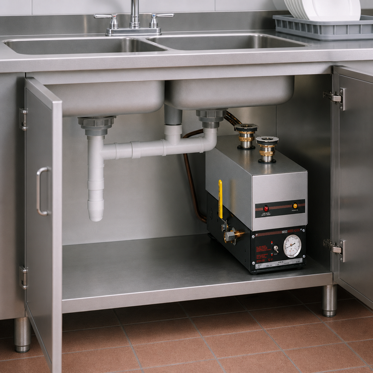 Product image #3 for Hatco 3CS-9B Undersink Electric Sanitizing Sink Heater, 9 kW, Stainless Steel Front