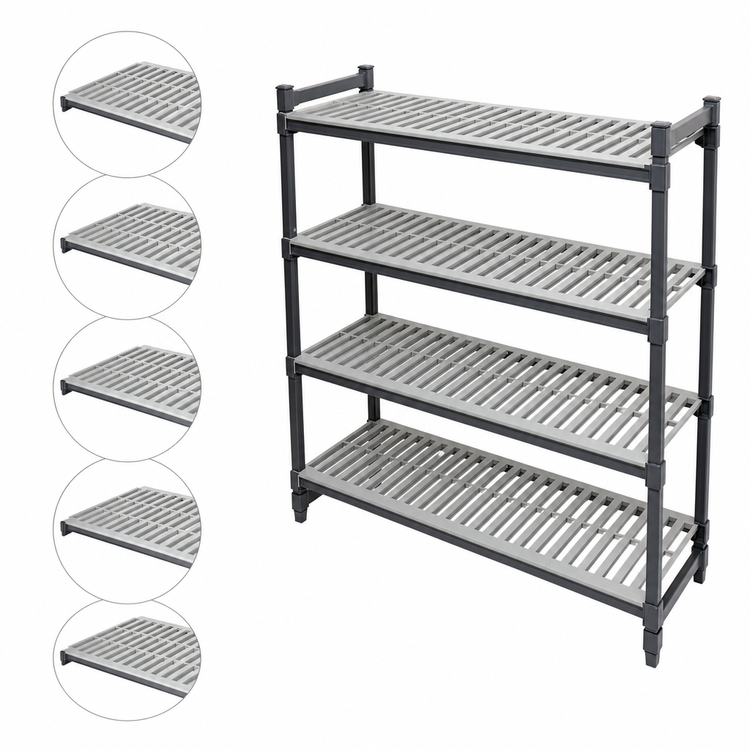 Product image #3 for Cambro Camshelving Basics Plus 24 x 48 5-Shelf Vented Shelf Kit, Brushed Graphite