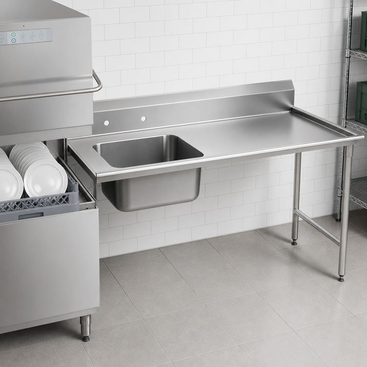Product image #3 for Advance Tabco Straight Soil Dishtable with Pre-Rinse Sink, Right-Hand, 47 Inch, 304 Stainless Steel