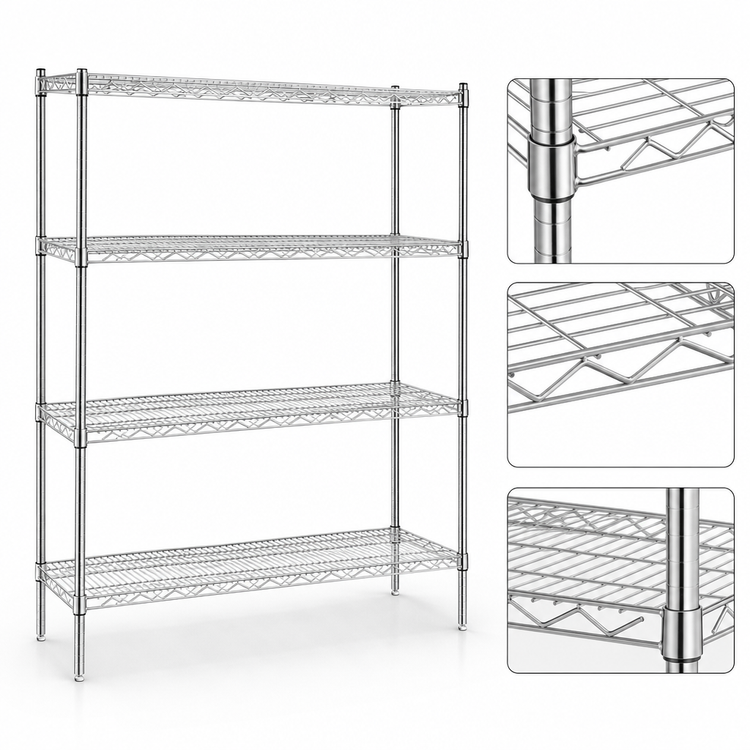 Product image #3 for Eagle Valu-Master Red-i-Pak 4-Tier Wire Shelving Unit, 60 x 18 x 63 Inches, Stationary
