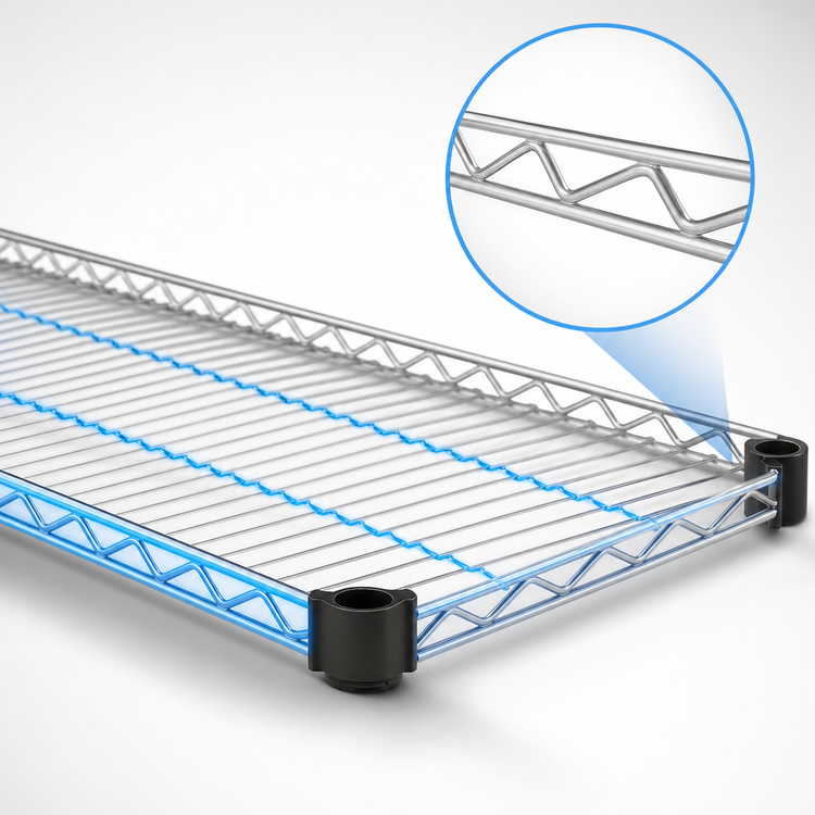 Product image #3 for Eagle Group QuadTruss Quad-Adjust Stainless Steel Wire Shelf, 72"W x 18"D, 600 lb. Capacity