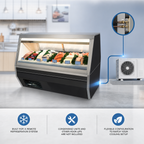 Thumbnail image #3 for Howard-McCray R-CFS35-6-BE-LED 71-Inch Remote Double-Duty Fish & Poultry Service Case, Straight Glass, Black/White, LED