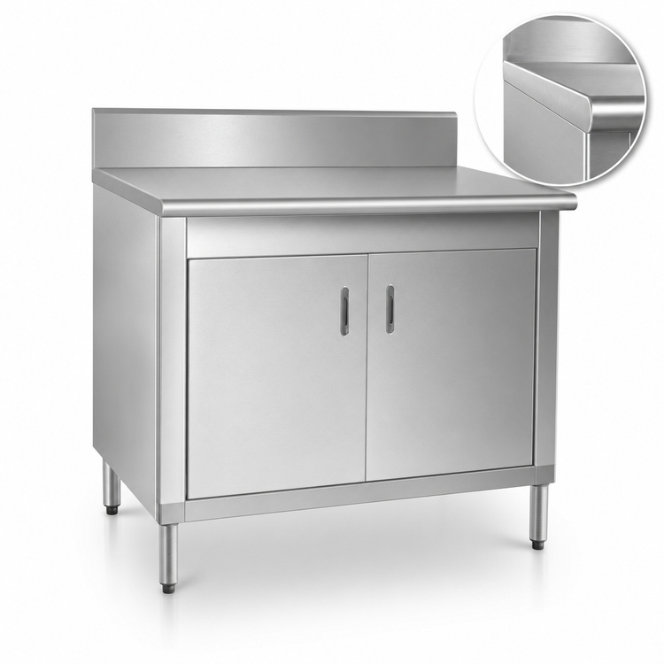 Product image #3 for Eagle Group 60 Inch x 30 Inch Enclosed Knock-Down Work Table with Cabinet Kit, Sliding Doors, 4-1/2 Inch Backsplash