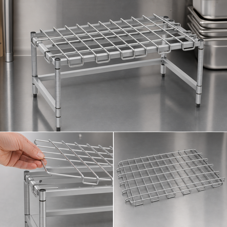Product image #3 for Chrome Wire Dunnage Rack with Removable Wire Assembly, Three-Sided Frame, 24 x 21 x 14 Inches, 1600 lb Capacity