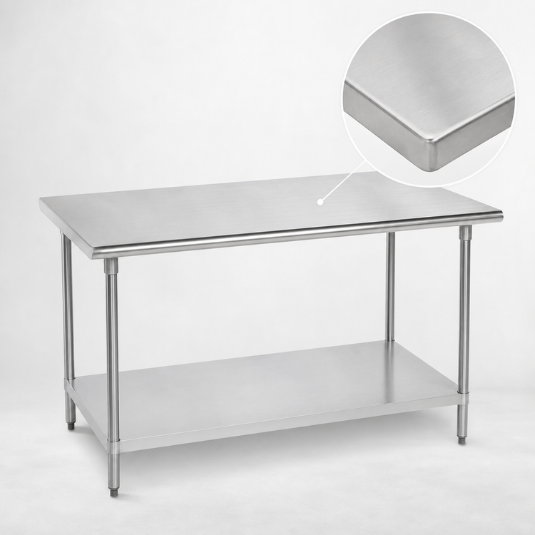 Product image #3 for Advance Tabco 84" x 24" Flat Top Stainless Steel Work Table with Adjustable Undershelf