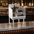 Thumbnail image #3 for Krowne Silver Series 18-18RD 18-Inch 4-Step Freestanding Raised Liquor Display, 304 Stainless Steel, 3-Inch Backsplash