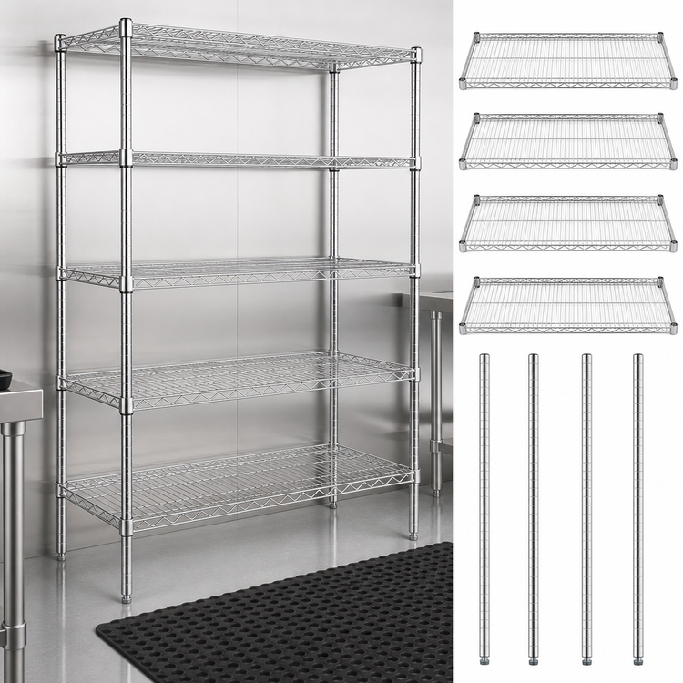 Product image #3 for Quantum 60" W x 14" D x 54" H Chrome Wire Shelving Starter Kit