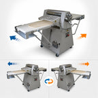 Thumbnail image #4 for DoughXpress BakeryXpress DXP-FRS02 Floor Model Reversible Dough Sheeter with Stainless Steel Rollers, 20.5" x 79" Conveyor