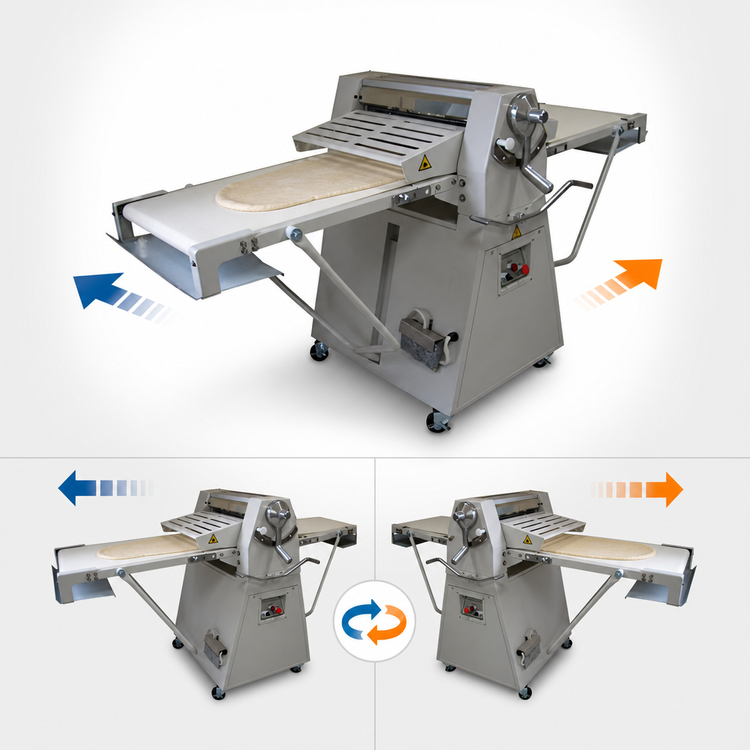 Product image #4 for BakeryXpress DXP-FRS02 Floor Model Reversible Dough Sheeter, 20.5" x 79" Conveyor, 220V