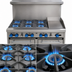 Thumbnail image #3 for Comstock-Castle 48-Inch Commercial Gas Range with 6 Open Burners, 12-Inch Griddle and 2 Space-Saver Ovens