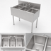 Thumbnail image #4 for Top Shelf TS Series 36-Inch 3-Compartment Underbar Multi-Tank Sink Unit, 18-Gauge Stainless Steel