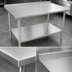 Thumbnail image #3 for John Boos Stallion ST4R1.5-3660GSK Stainless Steel Work Table, 60 x 36 Inch, 14-Gauge 300 Series Top, Rear Up-Turn, Undershelf