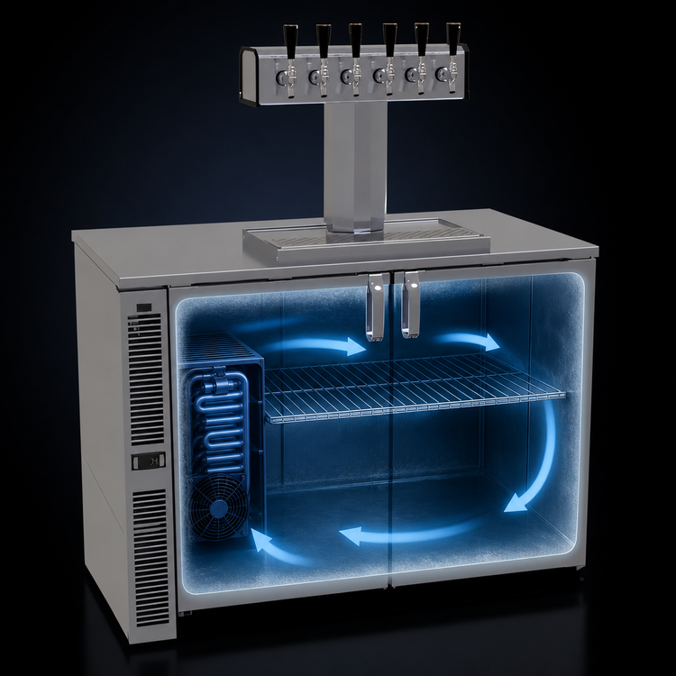 Product image #3 for Glastender C1SB36-DD Draft Dispensing Cooler, One Zone, Side Serviced, Bar Profile, 36-Inch Wide, Two-Section