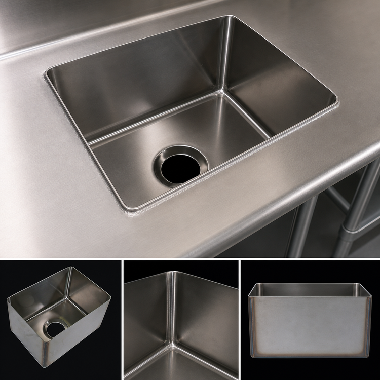 Product image #3 for BK Resources Weld-In Single-Compartment Sink Bowl, 11 x 15 x 11 Inch Deep, 16 Gauge 304 Stainless Steel