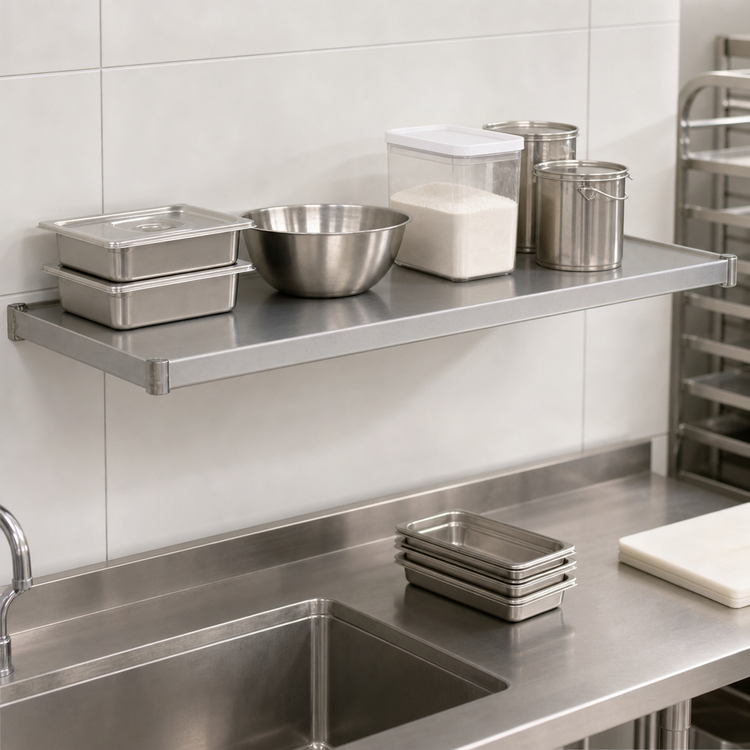 Product image #3 for Eagle Group 54 Inch x 18 Inch Solid Galvanized Steel Shelf with Marine Edge, 400 lb Capacity