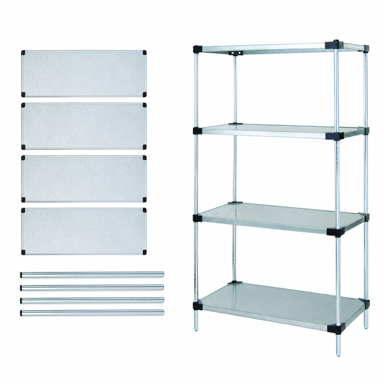 Product image #3 for Quantum Solid Shelving Starter Kit, 36W x 21D x 63H, Stationary, 4-Shelf Freestanding Unit