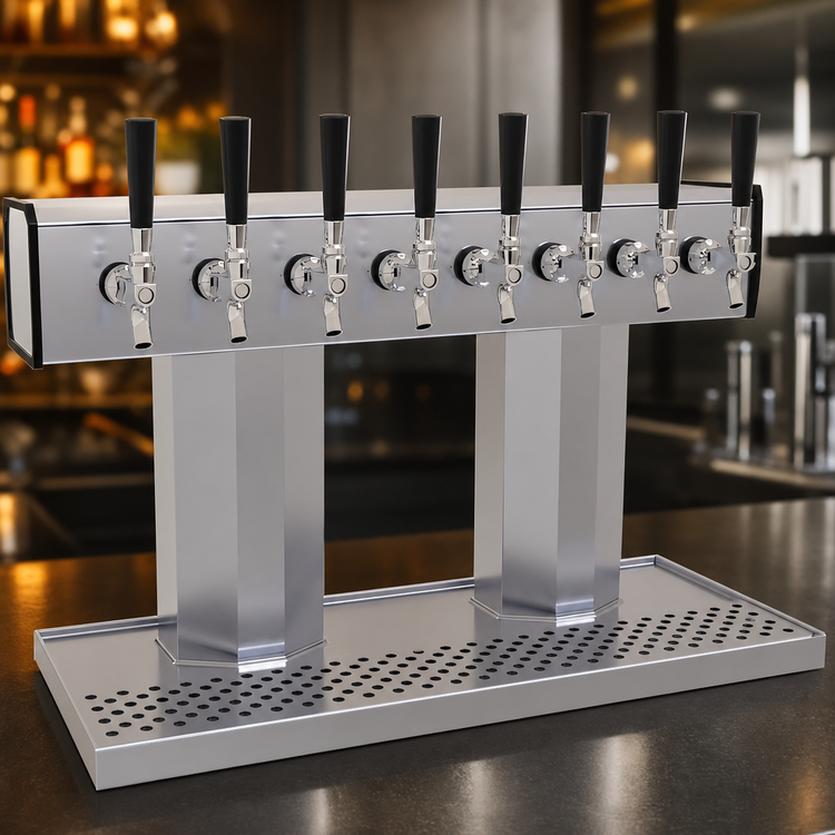 Product image #3 for Countertop Air-Cooled Tee Draft Dispensing Tower with 8 Stainless Steel Faucets
