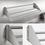 Thumbnail image #3 for Serv-Ware SRT62-CWP 62-Inch Tubular Wall-Mount Slant Rack, 430 Stainless Steel, 18-Inch Deep