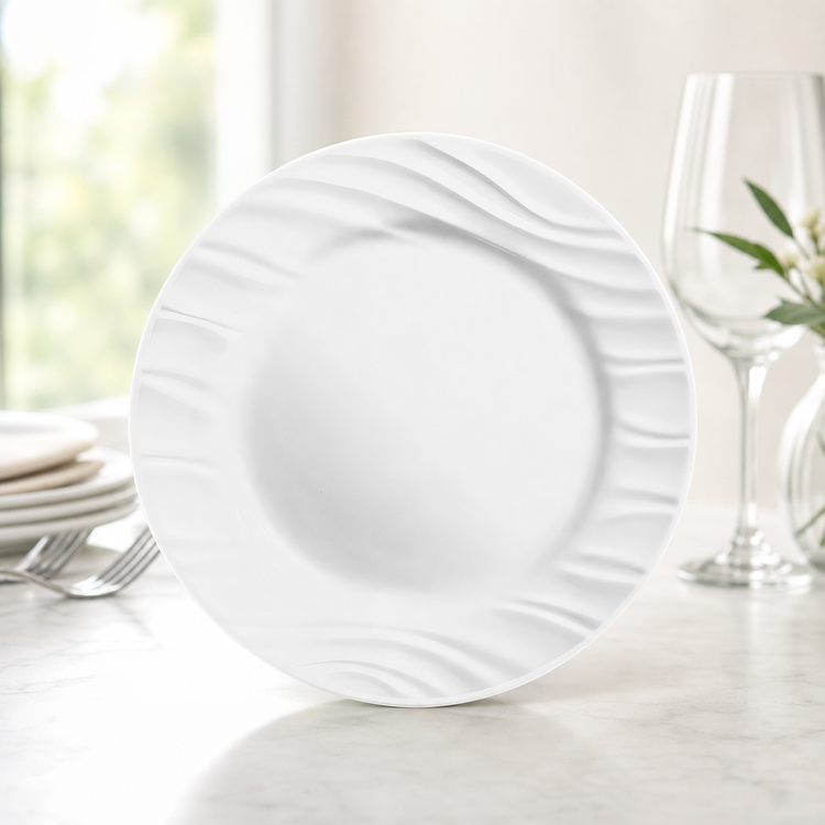 Product image #3 for Corelle Essentials 8-1/2-Inch Round Salad Plate, Wide Rim, Vitrelle Glass, Dunes