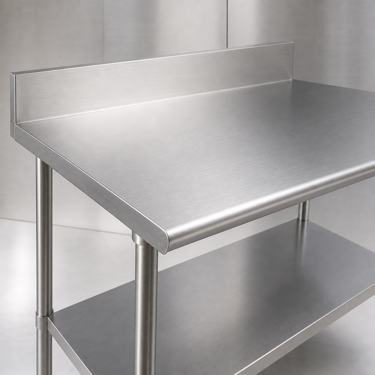 Product image #3 for Duke Deluxe Stainless Steel Underbar Work Table with Rear Riser and Undershelf, 108 x 30 Inches