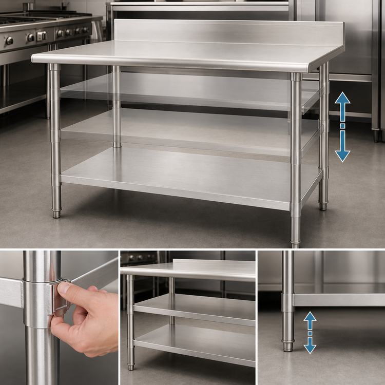 Product image #3 for 84-Inch x 30-Inch Adjustable Stainless Steel Work Table Undershelf