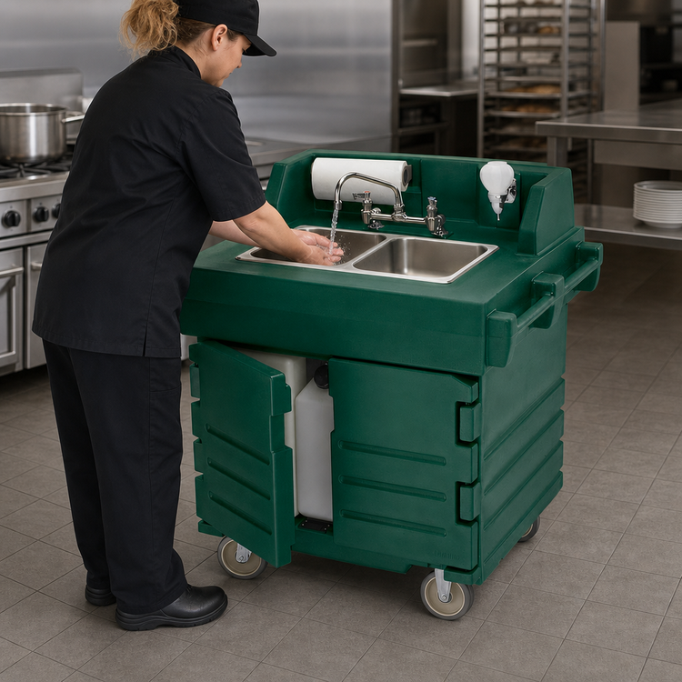 Product image #4 for Cambro CamKiosk® Mobile 2-Compartment Hand Sink Cart with Self-Contained Water and Waste Tanks and Hot Water Heater