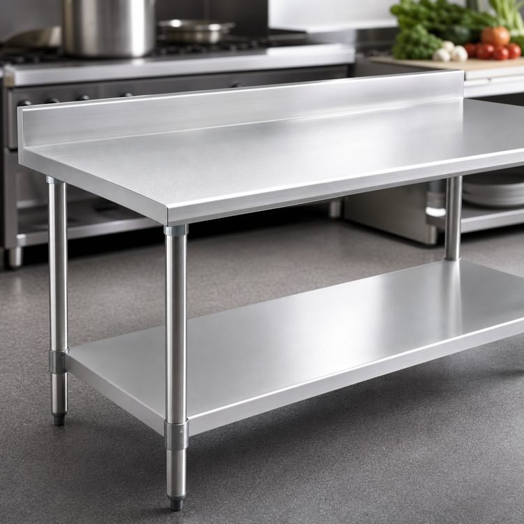 Product image #3 for Eagle Budget Series 72" x 30" 430 Stainless Steel Work Table with 4-1/2" Backsplash and Adjustable Undershelf