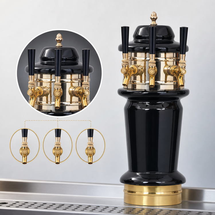 Product image #3 for Glastender Monaco 3-Faucet Air-Cooled Draft Dispensing Tower with Mirror Finish
