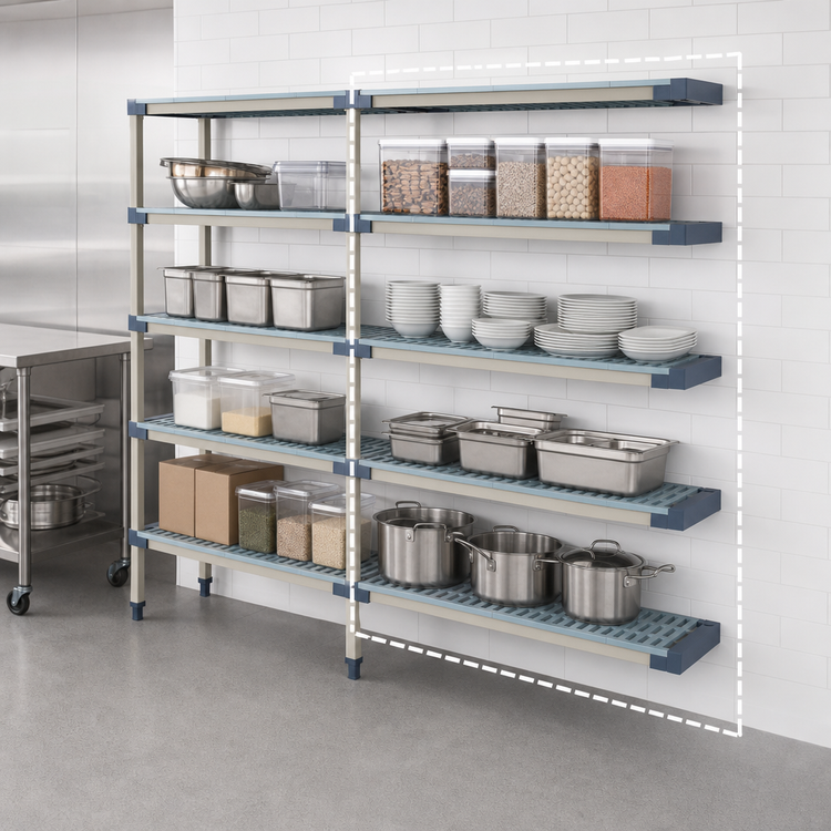 Product image #3 for MetroMax 4 5-Shelf Add-On Polymer Shelving Unit, 42"W x 24"D x 74"H